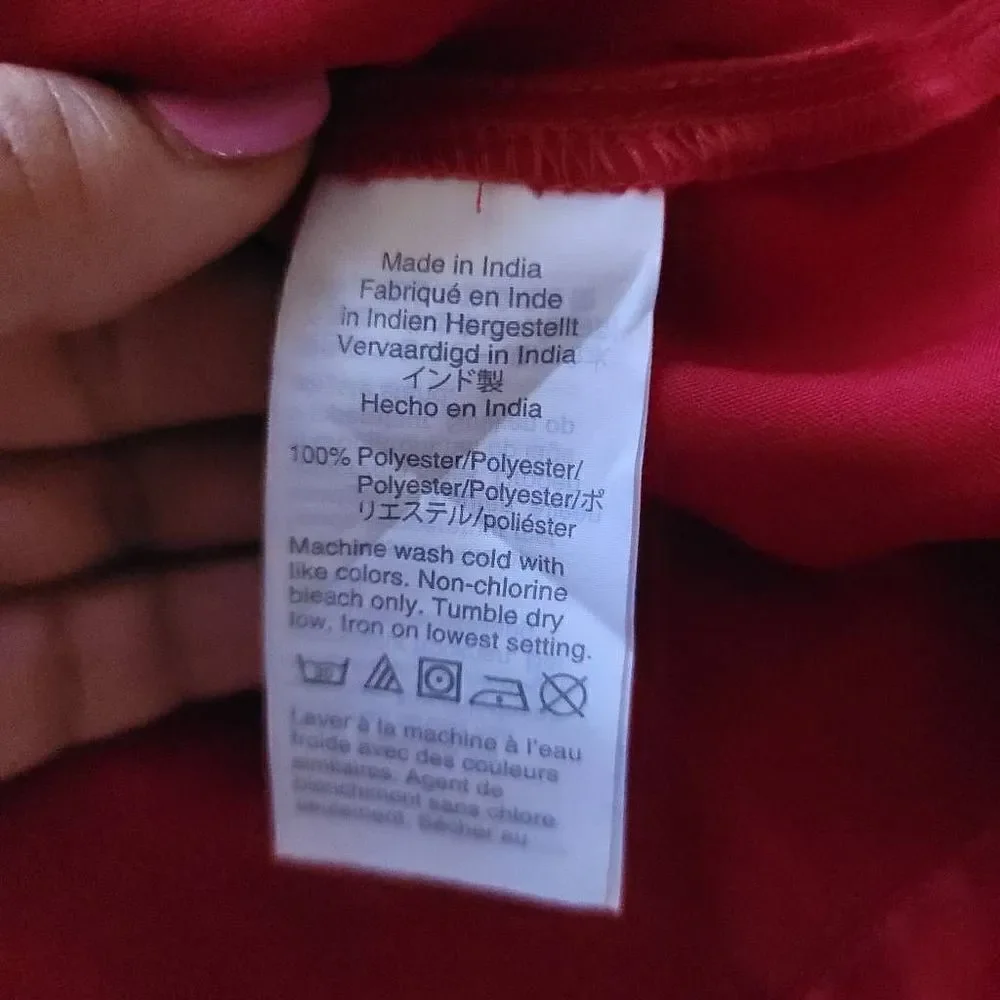 J crew womens Sz M red satin long sleeve blouse